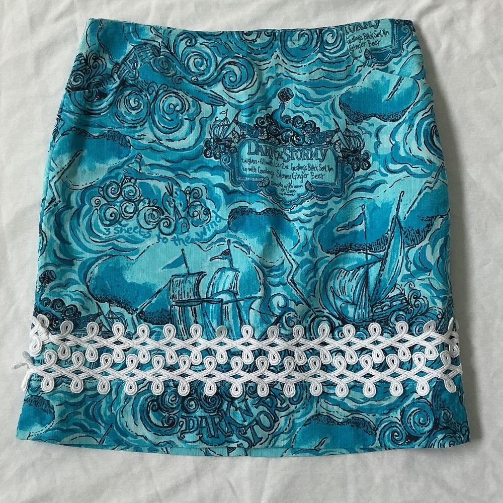 Lilly Pulitzer sz 0 Roslyn Skirt Dark and Stormy